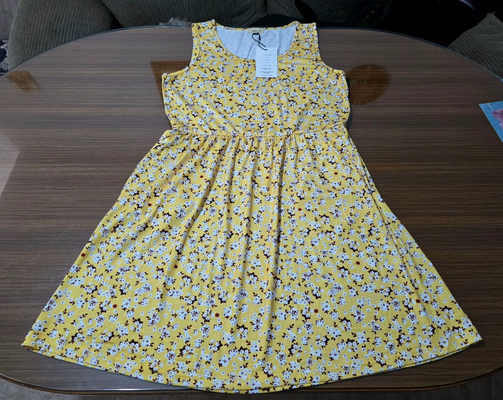 Floral yellow dress with side pockets – photo 2
